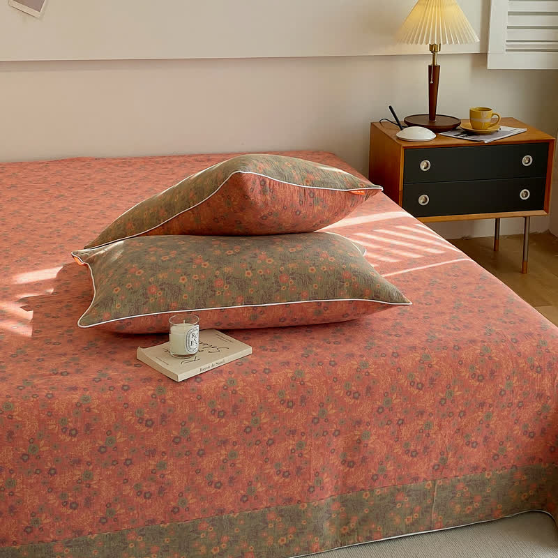 Couvre-lit en gaze de coton double épaisseur à motif floral vintage