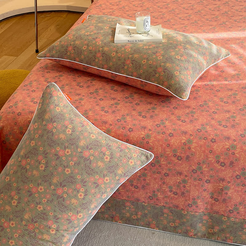 Couvre-lit en gaze de coton double épaisseur à motif floral vintage