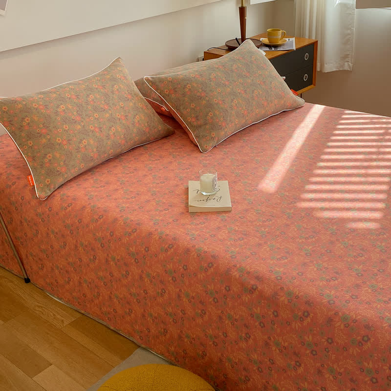 Couvre-lit en gaze de coton double épaisseur à motif floral vintage