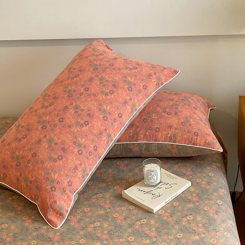 Couvre-lit en gaze de coton double épaisseur à motif floral vintage
