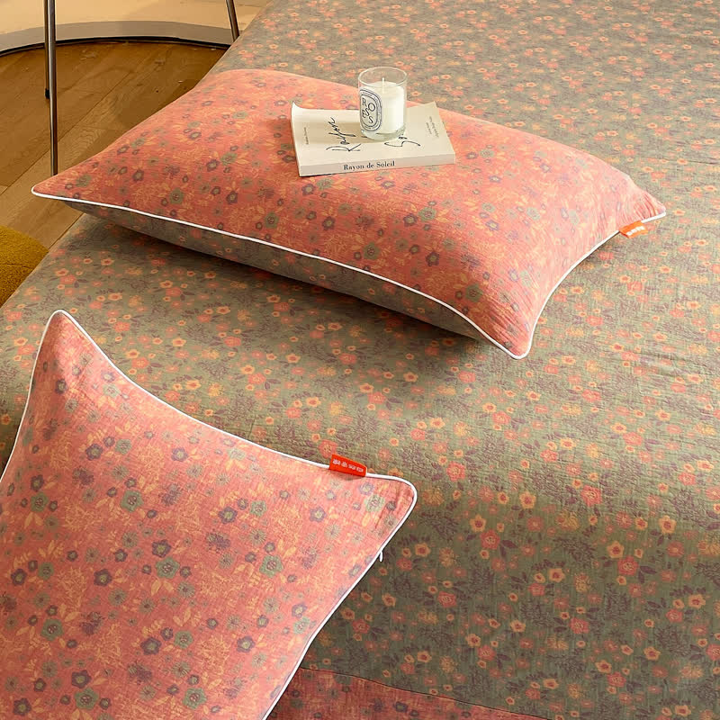 Couvre-lit en gaze de coton double épaisseur à motif floral vintage