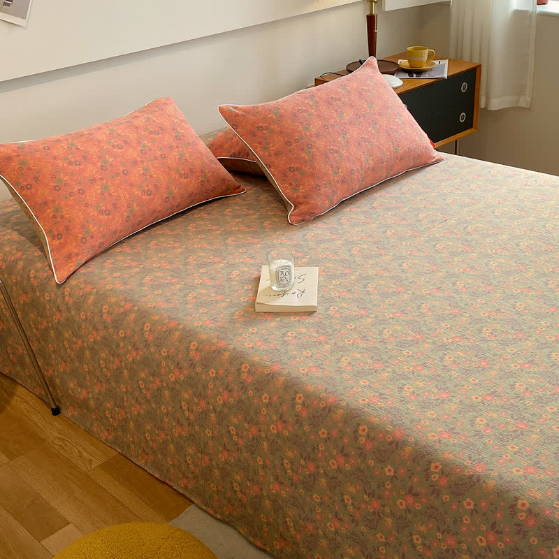 Couvre-lit en gaze de coton double épaisseur à motif floral vintage