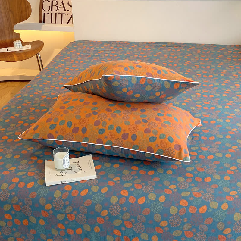 Couvre-lit élégant et doux en gaze de coton avec des feuilles