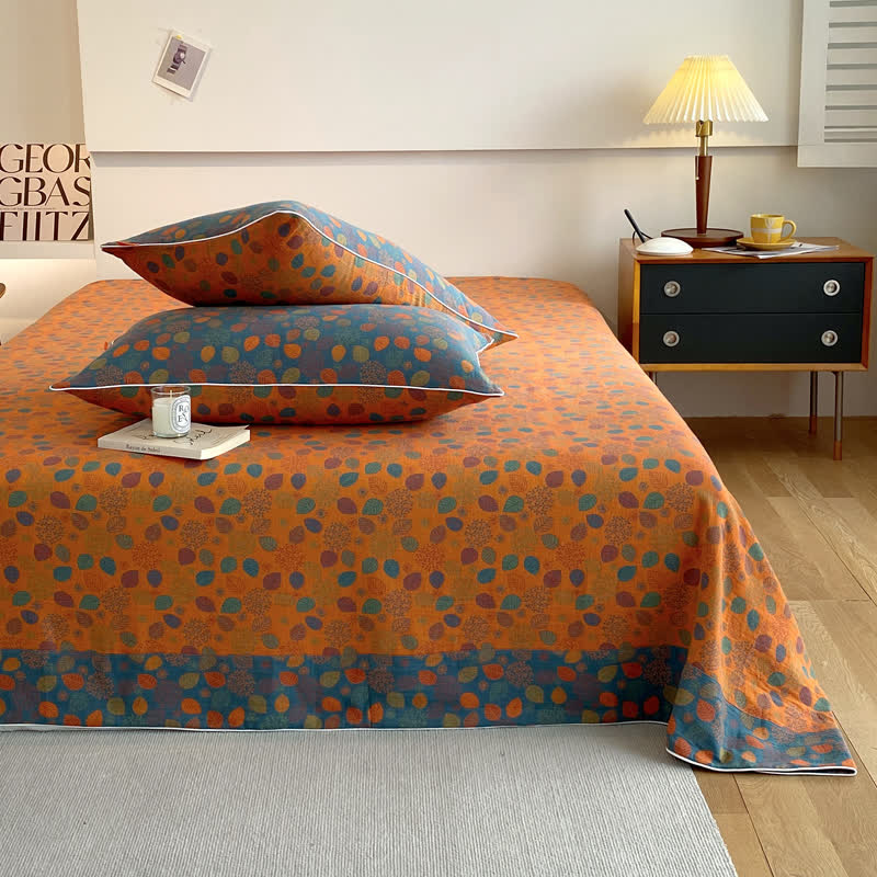 Couvre-lit élégant et doux en gaze de coton avec des feuilles