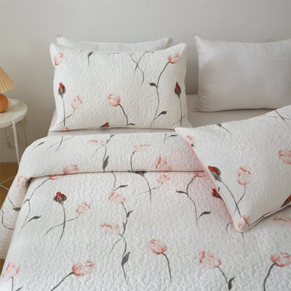 Linge de lit élégant et matelassé en pur coton rose