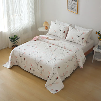 Linge de lit élégant et matelassé en pur coton rose