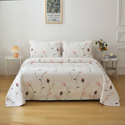 Linge de lit élégant et matelassé en pur coton rose