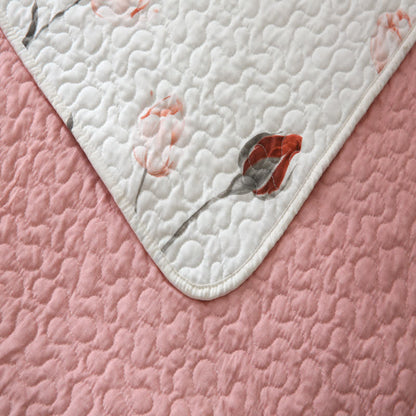 Linge de lit élégant et matelassé en pur coton rose