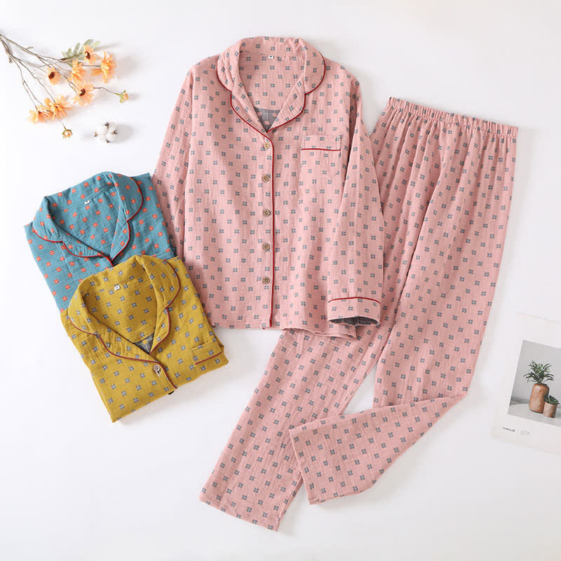 Ensemble de vêtements d'intérieur en coton jacquard à carreaux