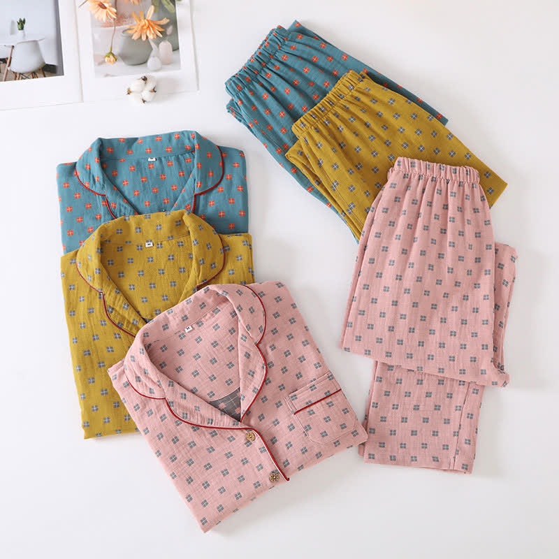 Ensemble de vêtements d'intérieur en coton jacquard à carreaux