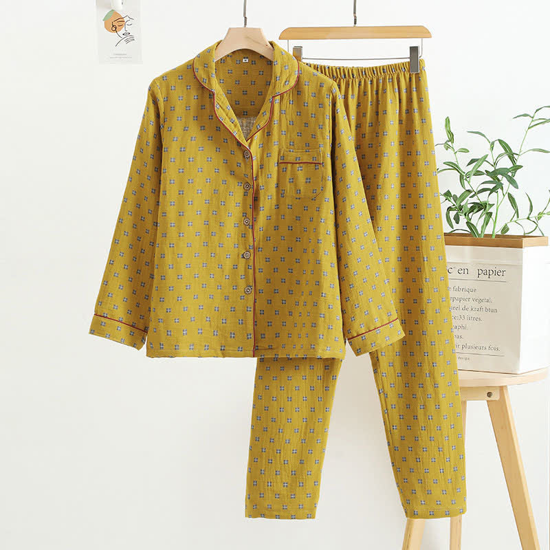 Ensemble de vêtements d'intérieur en coton jacquard à carreaux