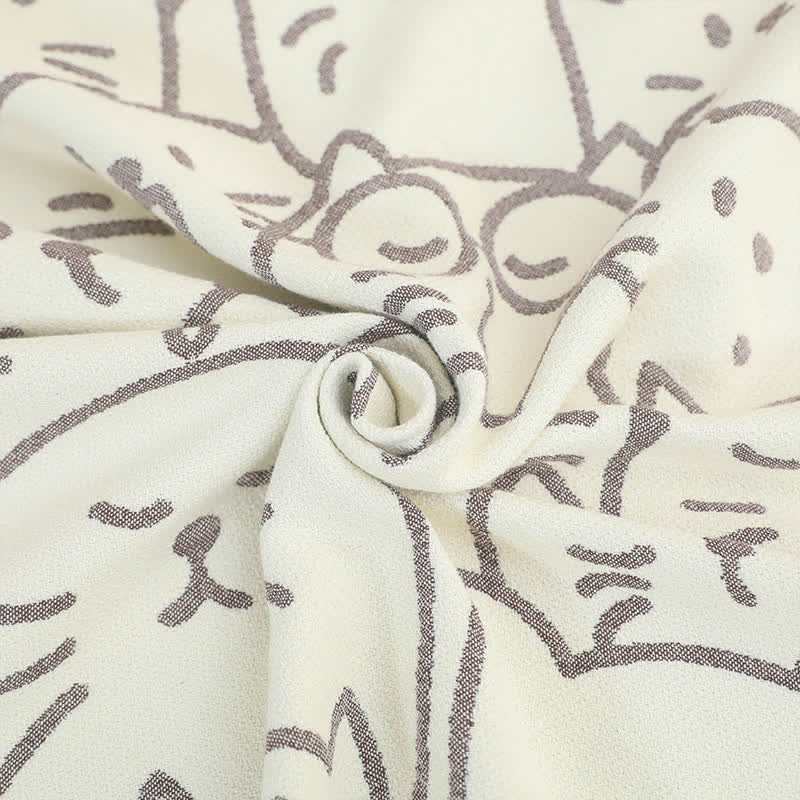 Jolie couette en gaze de coton à quatre couches avec motif chat