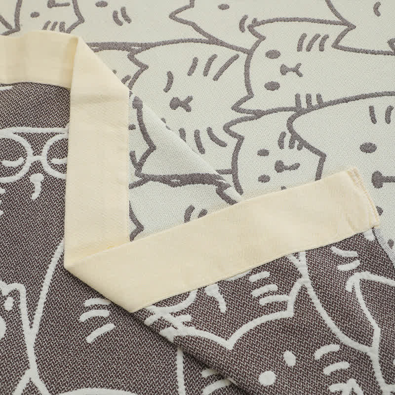 Jolie couette en gaze de coton à quatre couches avec motif chat