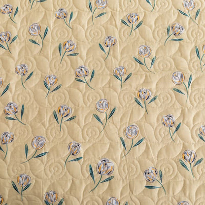 Linge de lit matelassé rustique en pur coton avec tulipes