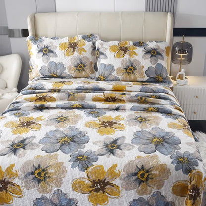 Parure de lit matelassée pastorale en pur coton (3 pièces)