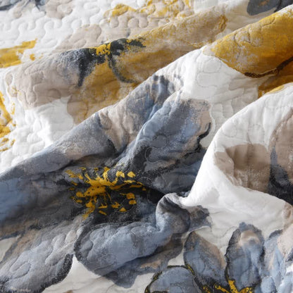 Parure de lit matelassée pastorale en pur coton (3 pièces)