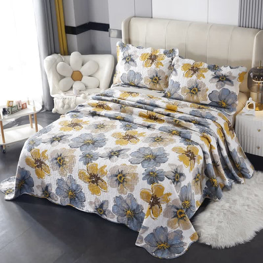 Parure de lit matelassée pastorale en pur coton (3 pièces)