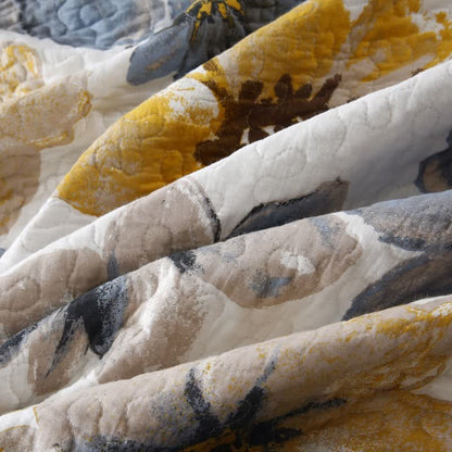Parure de lit matelassée pastorale en pur coton (3 pièces)