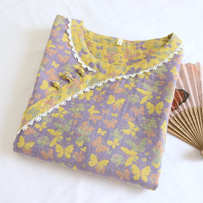 Ensemble pyjama papillon en gaze de coton jacquard