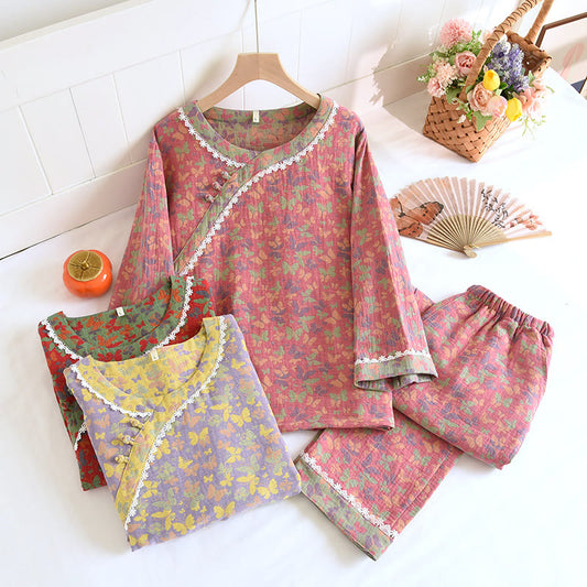 Ensemble pyjama papillon en gaze de coton jacquard