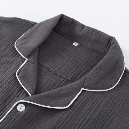 Ensemble pyjama minimaliste en gaze de coton de couleur unie