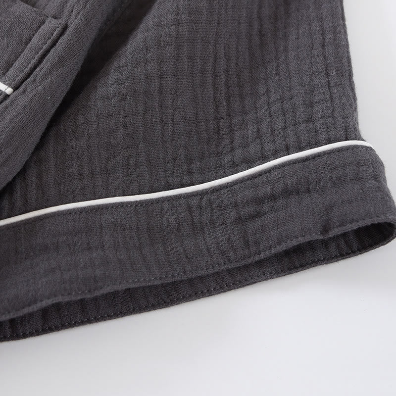 Ensemble pyjama minimaliste en gaze de coton de couleur unie