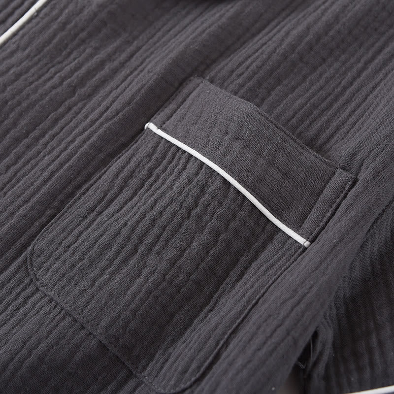 Ensemble pyjama minimaliste en gaze de coton de couleur unie