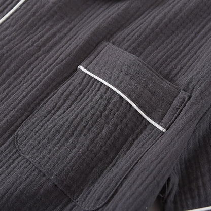 Ensemble pyjama minimaliste en gaze de coton de couleur unie