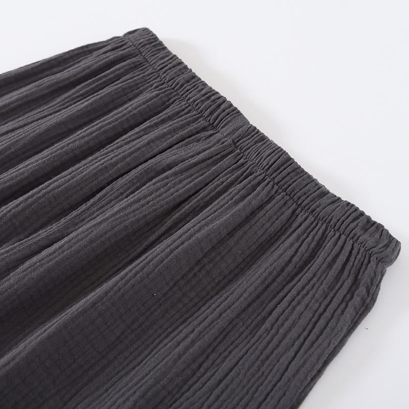 Ensemble pyjama minimaliste en gaze de coton de couleur unie