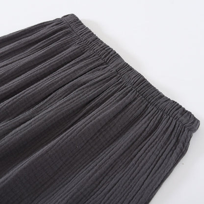 Ensemble pyjama minimaliste en gaze de coton de couleur unie