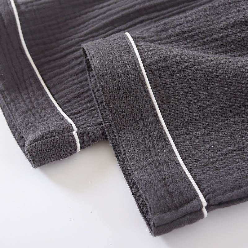 Ensemble pyjama minimaliste en gaze de coton de couleur unie