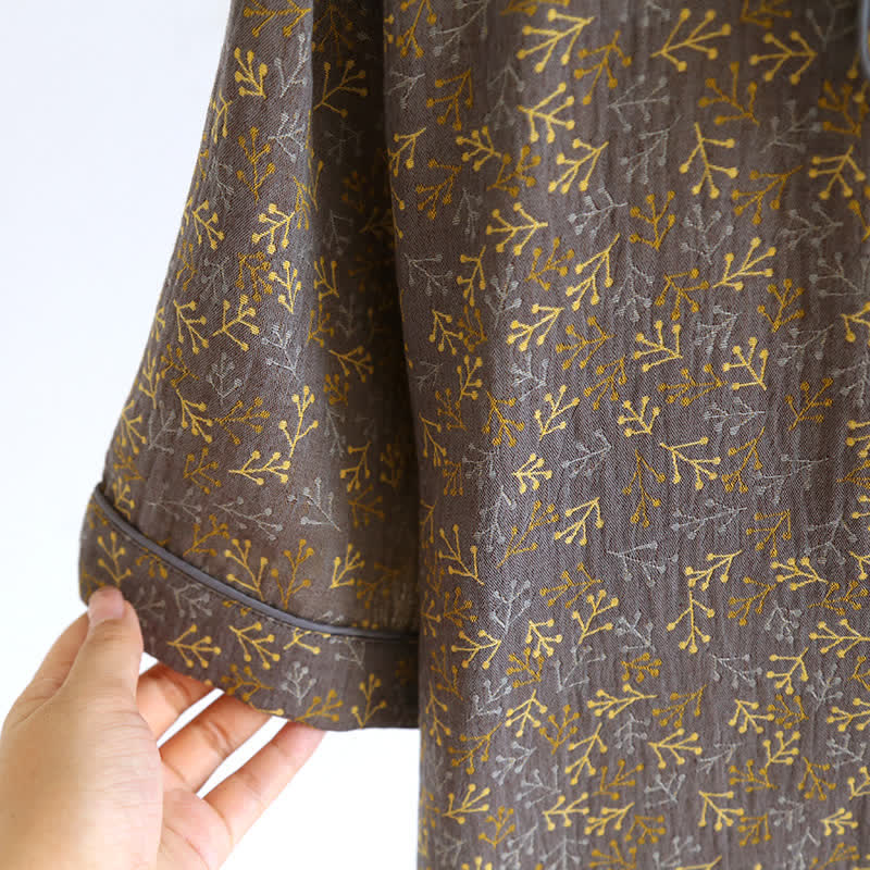 Ensemble pyjama d'été en gaze de coton au style jacquard rétro