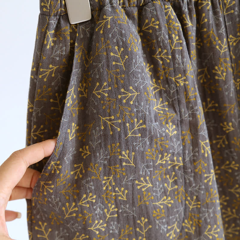 Ensemble pyjama d'été en gaze de coton au style jacquard rétro