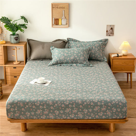 Drap-housse en gaze de coton double épaisseur à motif floral