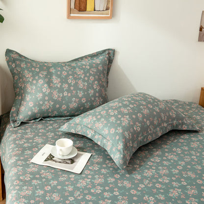 Drap-housse en gaze de coton double épaisseur à motif floral