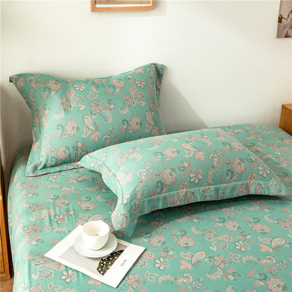 Drap-housse en gaze de coton jacquard à motif floral