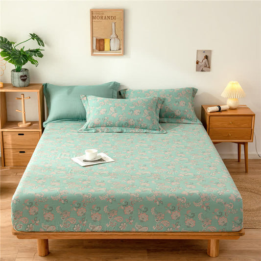 Drap-housse en gaze de coton jacquard à motif floral