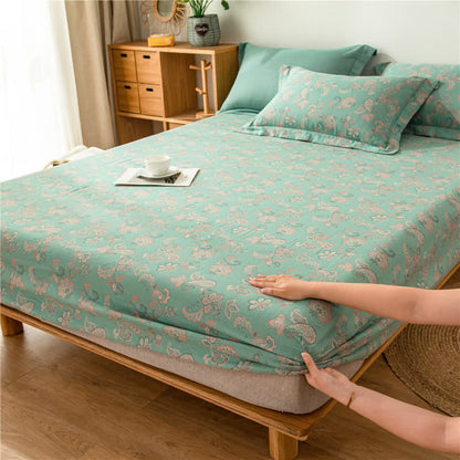 Drap-housse en gaze de coton jacquard à motif floral