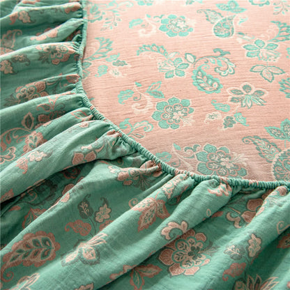 Drap-housse en gaze de coton jacquard à motif floral
