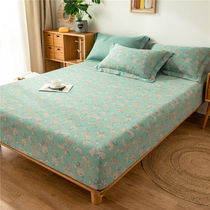 Drap-housse en gaze de coton jacquard à motif floral