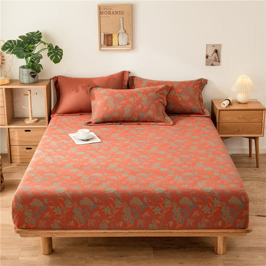 Drap-housse en gaze de coton doux avec motif floral vintage