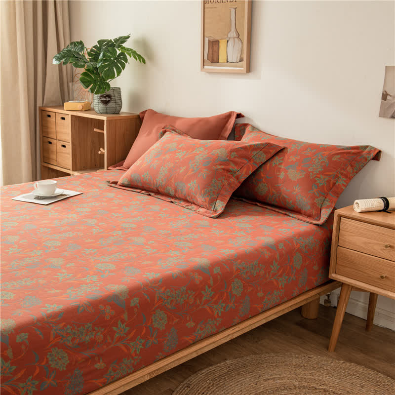 Drap-housse en gaze de coton doux avec motif floral vintage
