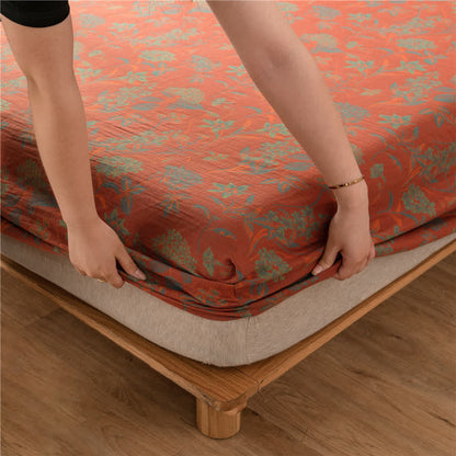 Drap-housse en gaze de coton doux avec motif floral vintage