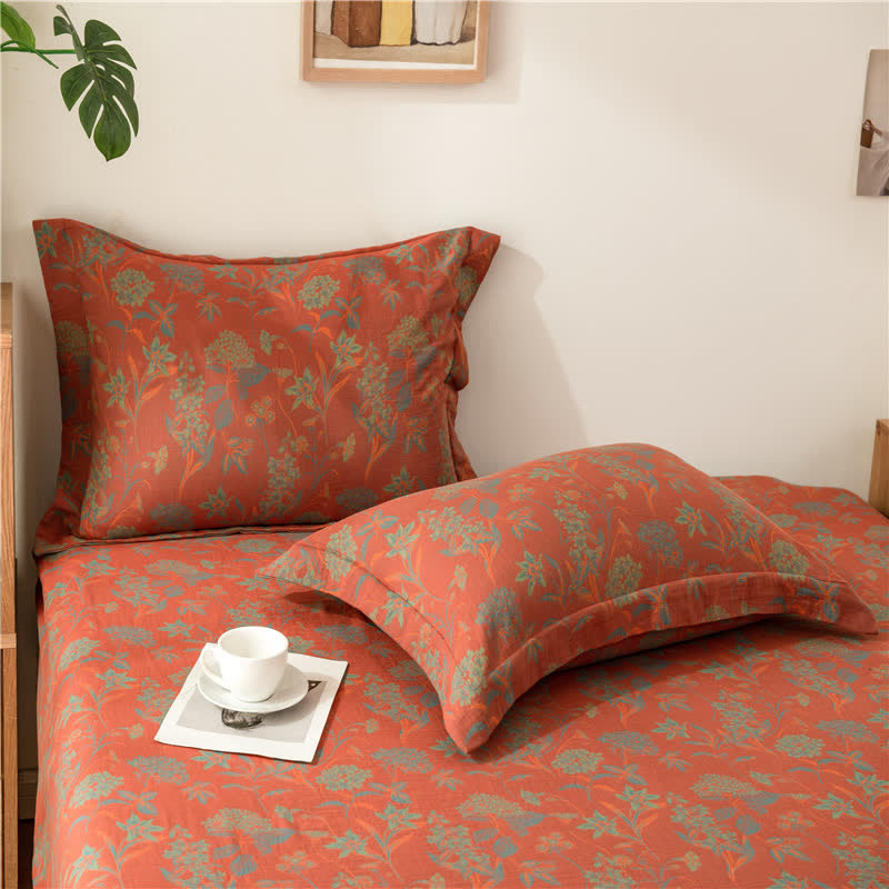 Drap-housse en gaze de coton doux avec motif floral vintage