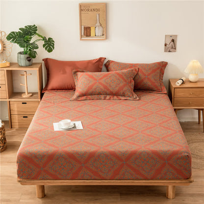 Drap-housse luxueux en jacquard teint en fil