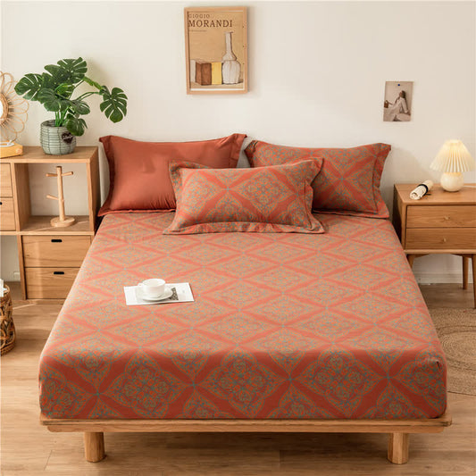 Drap-housse luxueux en jacquard teint en fil