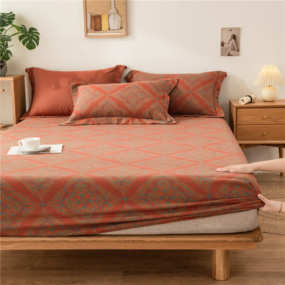 Drap-housse luxueux en jacquard teint en fil