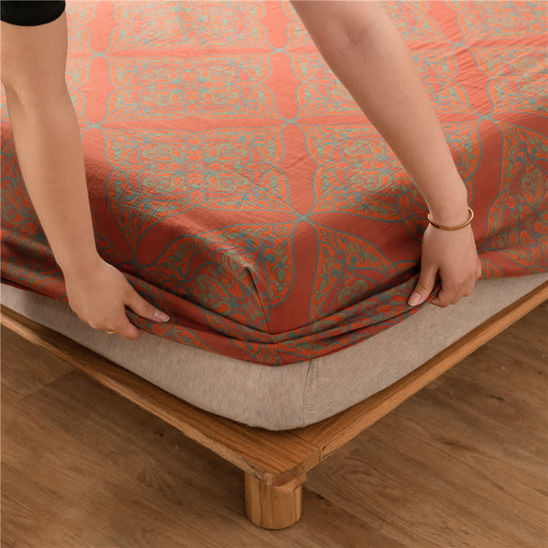 Drap-housse luxueux en jacquard teint en fil