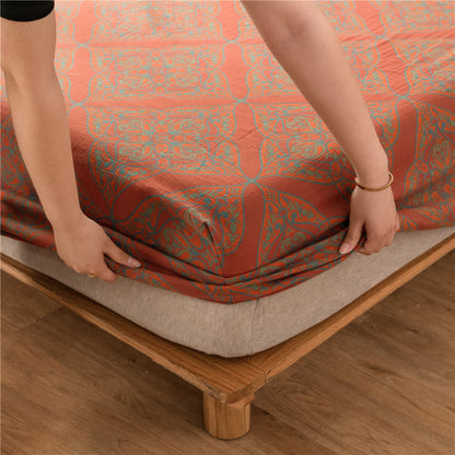 Drap-housse luxueux en jacquard teint en fil