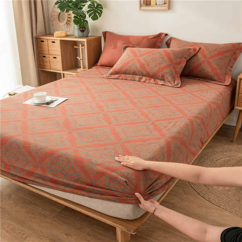 Drap-housse luxueux en jacquard teint en fil